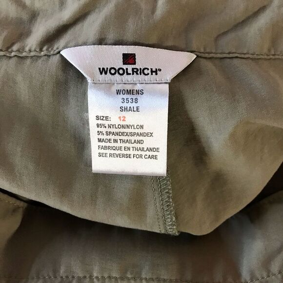 Woolrich Khaki Green Hiking Active Skort Skirt Adjustable Waist Gorpcore Size 12 - Picture 2 of 8
